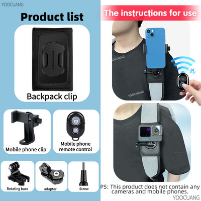 Goprohoz 11 10 9 8 Kiegészítők Hátizsák Clip bilincstartó tartó Go Pro Hero 11 7-hez Yi akciókamerához Dji Action 2 Insta360 ONE X2