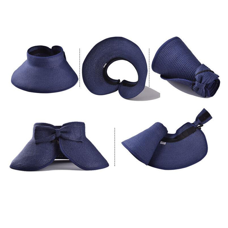 Ljeto 2018. Ženska šešir za sunčanje sa širokim obodom i širokim obodom Šešir za sunčanje za djevojke Šešir za izlete na odmoru Šešir za plažu s mašnama 13 boja