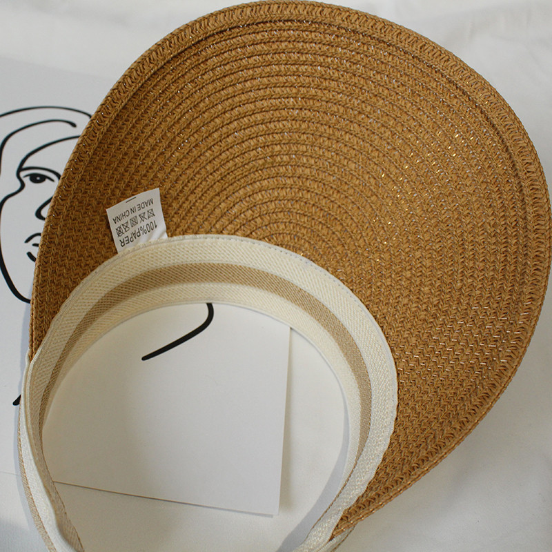 Koreai napellenző sapka női nyári strand napozósapka üres felső szalmakalap női UV védelem elleni Chapeau
