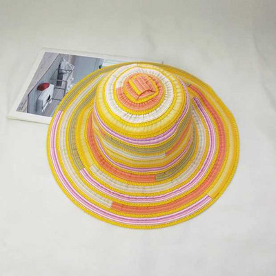 Pălării de vară pentru femei 2019 Pălărie de soare cu margini late Căciulă de soare pentru femei de călătorie cu dungi de plajă Pălării de soare pliabile cu boruri pentru fete