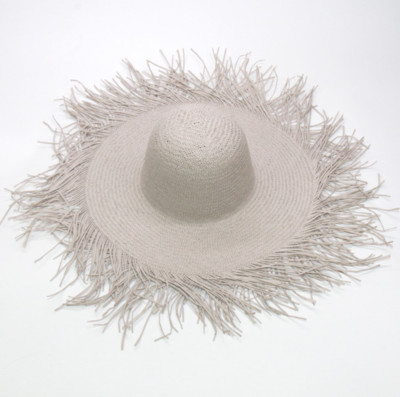 Ručno rađeni šešir s velikim obodom Prevelike oštrice s resicama Ženski slamnati šeširi s obodom od sunca Prirodna rafija Panama Beach Ljetna frizura