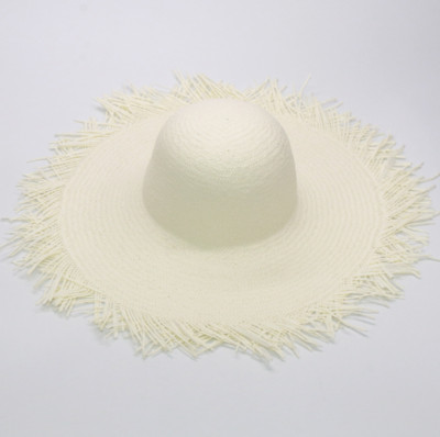 Ručno rađeni šešir s velikim obodom Prevelike oštrice s resicama Ženski slamnati šeširi s obodom od sunca Prirodna rafija Panama Beach Ljetna frizura