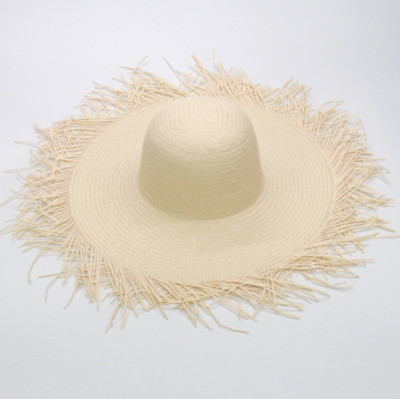 Ručno rađeni šešir s velikim obodom Prevelike oštrice s resicama Ženski slamnati šeširi s obodom od sunca Prirodna rafija Panama Beach Ljetna frizura