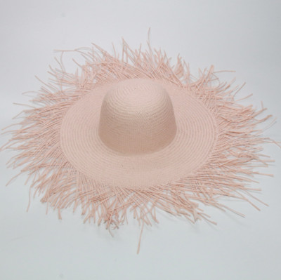 Ručno rađeni šešir s velikim obodom Prevelike oštrice s resicama Ženski slamnati šeširi s obodom od sunca Prirodna rafija Panama Beach Ljetna frizura