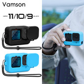 Szilikon tok GoPro Hero 11 10 9 fekete képernyővédő fólia lencsevédő fólia ház burkolat Go Pro Hero 10 9 tartozékokhoz