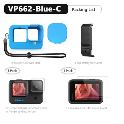 Szilikon tok GoPro Hero 11 10 9 fekete képernyővédő fólia lencsevédő fólia ház burkolat Go Pro Hero 10 9 tartozékokhoz