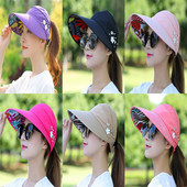 Moteriškas apsauginis kremas nuo saulės, sulankstomi lapai Pearl Flower Beach Hat MZ014