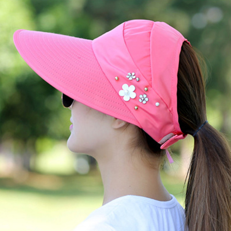 Moteriškas apsauginis kremas nuo saulės, sulankstomi lapai Pearl Flower Beach Hat MZ014