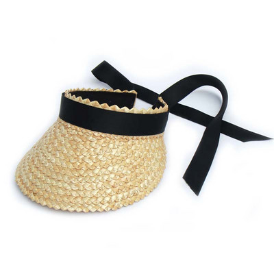 Pălărie de soare de paie cu panglică lungă de design nou, pentru femei, moda cu fundă mare, pălării de plajă, pentru doamnă, vacanță de vară, șapci goale.