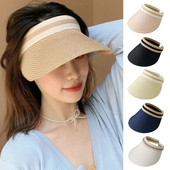 Nyári üres cilinder sapka Női napvédő sapkák Női kültéri napellenző sapkák Kézzel készített szalma sapka Alkalmi ernyősapka horgász vakáció strandsapkák