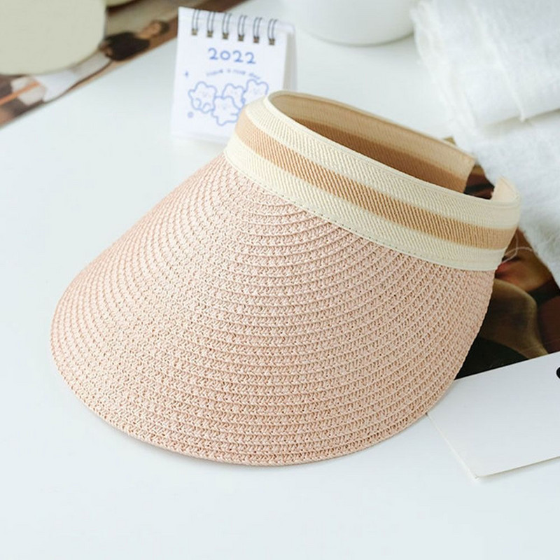 Nyári üres cilinder sapka Női napvédő sapkák Női kültéri napellenző sapkák Kézzel készített szalma sapka Alkalmi ernyősapka horgász vakáció strandsapkák