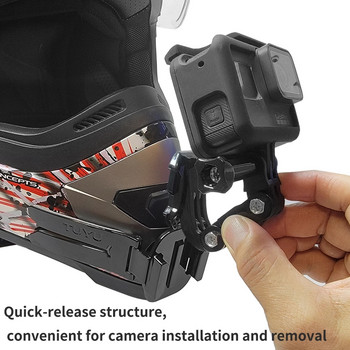 TUYU Мотоциклетна каска Предна каишка за монтиране на брадичката Сгъваем държач за GoPro Hero 11 10 9 8 Insta360 DJI EKEN H9 Аксесоар iPhone 14