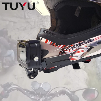 TUYU Мотоциклетна каска Предна каишка за монтиране на брадичката Сгъваем държач за GoPro Hero 11 10 9 8 Insta360 DJI EKEN H9 Аксесоар iPhone 14