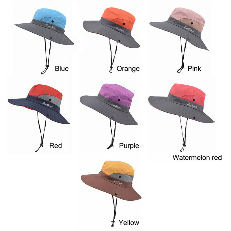 Γυναικείο καλοκαιρινό καπέλο ηλίου με σχοινί Καπέλο αλογοουρά με καπέλο με προστασία από υπεριώδη ακτινοβολία προστατευτικά καλύμματα ηλιακής ακτινοβολίας Καπέλο ηλίου με φαρδύ γείσο