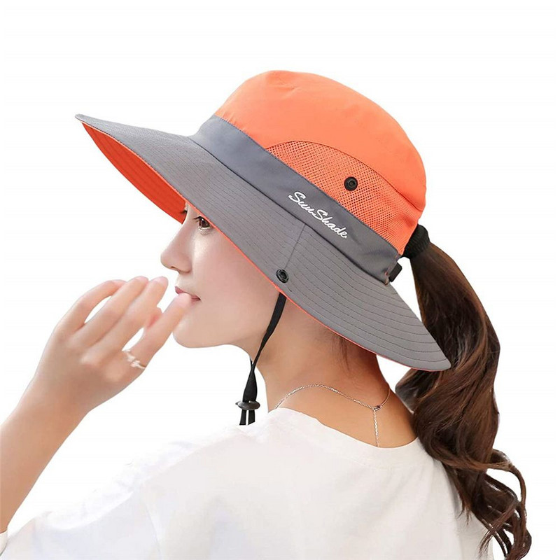 Γυναικείο καλοκαιρινό καπέλο ηλίου με σχοινί Καπέλο αλογοουρά με καπέλο με προστασία από υπεριώδη ακτινοβολία προστατευτικά καλύμματα ηλιακής ακτινοβολίας Καπέλο ηλίου με φαρδύ γείσο