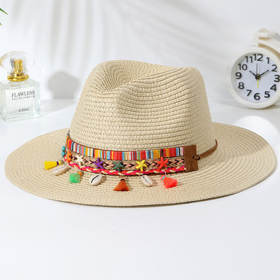 Divat Shell Cowboy Cowgirl Kalap Női Férfi Szalmakalap Széles Karimájú Strandkalap Nyári Nyaralás Panama Napsapka Nagyker