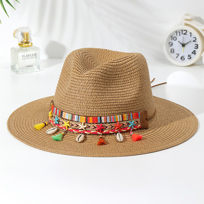 Divat Shell Cowboy Cowgirl Kalap Női Férfi Szalmakalap Széles Karimájú Strandkalap Nyári Nyaralás Panama Napsapka Nagyker