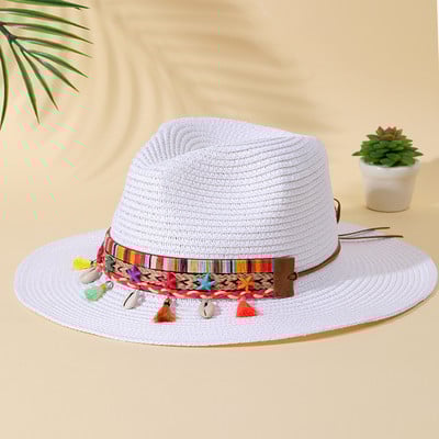 Divat Shell Cowboy Cowgirl Kalap Női Férfi Szalmakalap Széles Karimájú Strandkalap Nyári Nyaralás Panama Napsapka Nagyker