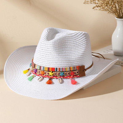 Divat Shell Cowboy Cowgirl Kalap Női Férfi Szalmakalap Széles Karimájú Strandkalap Nyári Nyaralás Panama Napsapka Nagyker