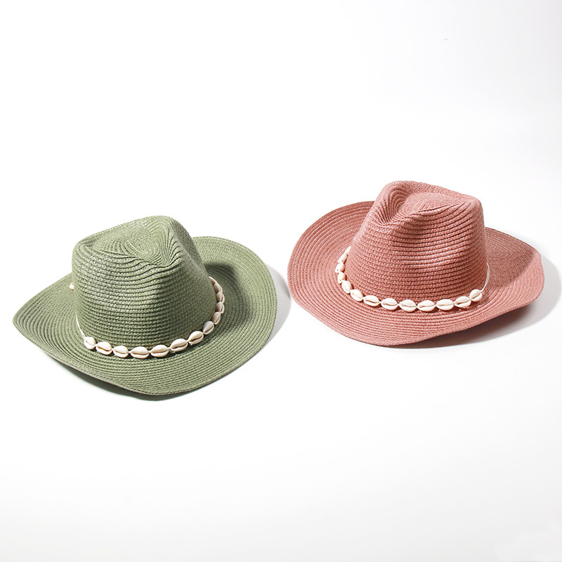Divat Shell Cowboy Cowgirl Kalap Női Férfi Szalmakalap Széles Karimájú Strandkalap Nyári Nyaralás Panama Napsapka Nagyker