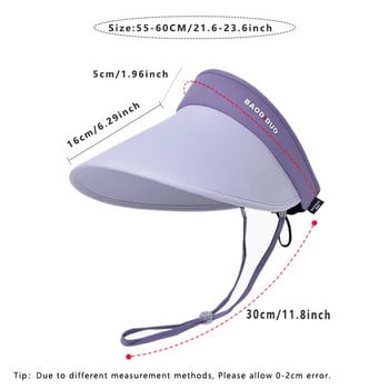 Νέο καπέλο ηλίου με εκτεταμένο γείσο 16 cm για γυναίκες Πτυσσόμενο κατά της υπεριώδους ακτινοβολίας Καλοκαιρινό Ταξίδι Παραθαλάσσιο Καπέλο Παραθαλάσσης Ελαστική ζώνη με δύο χρώματα Άδειο επάνω καπέλο