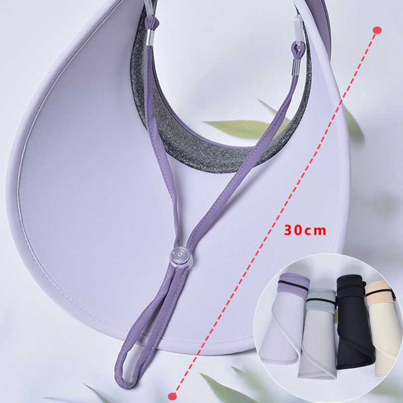 Novi ženski šešir za sunčanje s produženim obodom od 16 cm, sklopivi anti-UV ljetni šešir za putovanja uz plažu, elastična traka u dvije boje, prazan cilindar