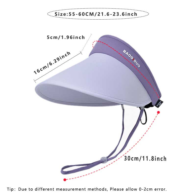 Novi ženski šešir za sunčanje s produženim obodom od 16 cm, sklopivi anti-UV ljetni šešir za putovanja uz plažu, elastična traka u dvije boje, prazan cilindar