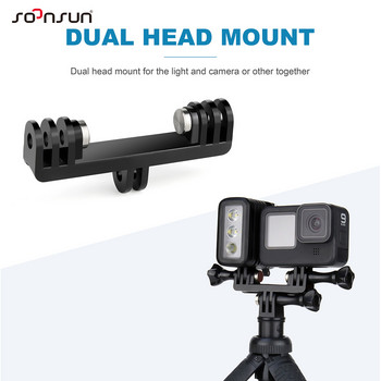 SOONSUN Dual Twin Mount Adapter Cold Shoe Adapter Tripod Adapter for GoPro Hero 11 10 9 8 7 6 5 4 DJI Action Camera фиксиран към SLR камера