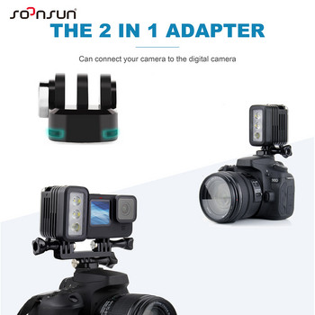 SOONSUN Dual Twin Mount Adapter Cold Shoe Adapter Tripod Adapter for GoPro Hero 11 10 9 8 7 6 5 4 DJI Action Camera фиксиран към SLR камера