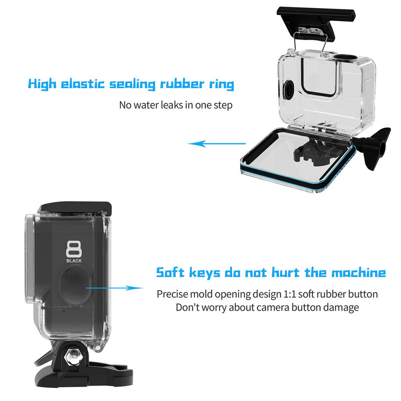 60M Vodootporno kućište za GoPro Hero 8 Black Diving Zaštitna podvodna podvodna maska za Go Pro 8 Dodaci