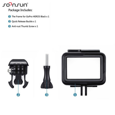 SOONSUN zaštitno kućište za montiranje na okvir za GoPro Hero 5 6 7 crno-bijelo srebrno bočno otvoreno kućište za dodatke Go Pro kamere