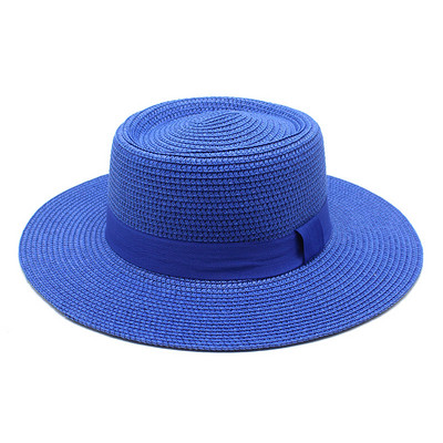 Ljetni šeširi za plažu u 20 boja za žene, muškarci, sklopivi slamnati šešir s okruglim ravnim vrhom i velikim obodom, jednobojne kape za odmor na otvorenom