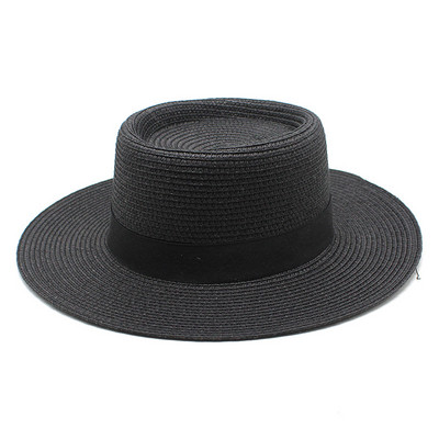 Ljetni šeširi za plažu u 20 boja za žene, muškarci, sklopivi slamnati šešir s okruglim ravnim vrhom i velikim obodom, jednobojne kape za odmor na otvorenom