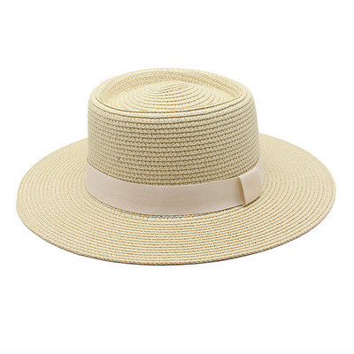 Ljetni šeširi za plažu u 20 boja za žene, muškarci, sklopivi slamnati šešir s okruglim ravnim vrhom i velikim obodom, jednobojne kape za odmor na otvorenom