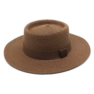 Ljetni šeširi za plažu u 20 boja za žene, muškarci, sklopivi slamnati šešir s okruglim ravnim vrhom i velikim obodom, jednobojne kape za odmor na otvorenom