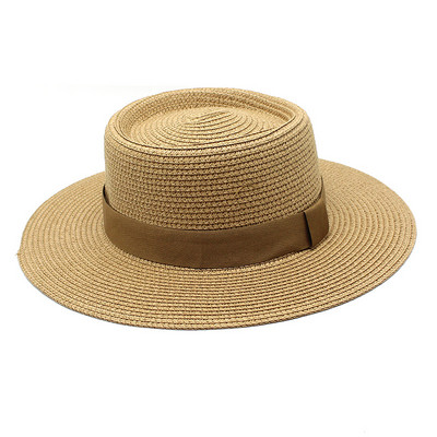 Ljetni šeširi za plažu u 20 boja za žene, muškarci, sklopivi slamnati šešir s okruglim ravnim vrhom i velikim obodom, jednobojne kape za odmor na otvorenom