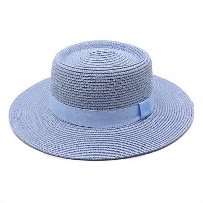 Ljetni šeširi za plažu u 20 boja za žene, muškarci, sklopivi slamnati šešir s okruglim ravnim vrhom i velikim obodom, jednobojne kape za odmor na otvorenom