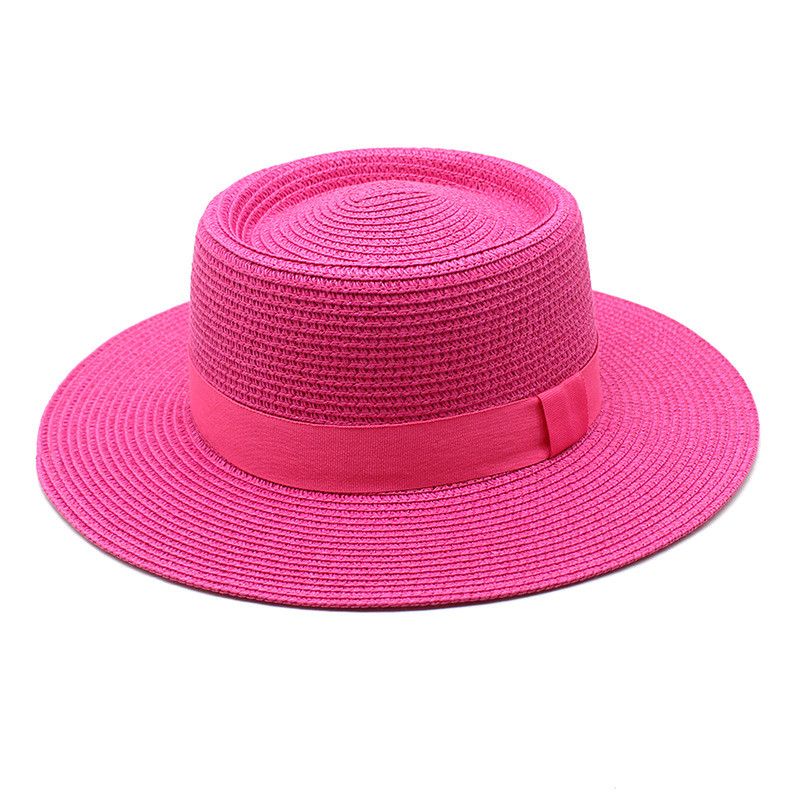 Ljetni šeširi za plažu u 20 boja za žene, muškarci, sklopivi slamnati šešir s okruglim ravnim vrhom i velikim obodom, jednobojne kape za odmor na otvorenom
