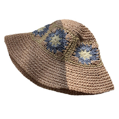 Pălărie de găleată cu croșetat florală din croșetat casual pentru pălărie de pescar moale și cool de vară