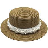 Vară 2020 Pălării de soare plate pentru femei chapeau feminino pălărie de paie stil panama cappelli Side with perle Beach găleată șapcă fată topee