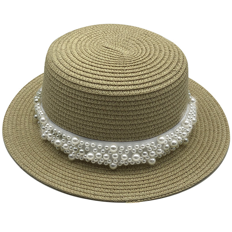 Vară 2020 Pălării de soare plate pentru femei chapeau feminino pălărie de paie stil panama cappelli Side with perle Beach găleată șapcă fată topee