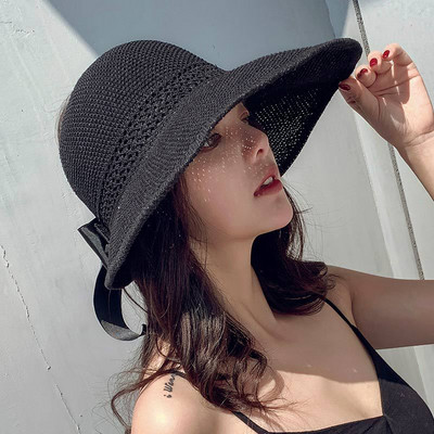2022 Új üres felső masni széles karimájú női szalmakalapok nyári napozósapkák nőknek Lady Beach Hats Összecsukható fényvédő lapos Gorras