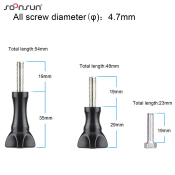 SOONSUN 10 τμχ Μπουλόνι αντίχειρα Μακριά κοντή βίδα για GoPro Hero 10 9 8 7 6 5 4 Προσαρμογέας βάσης τριπόδου για αξεσουάρ DJI YI SJCAM