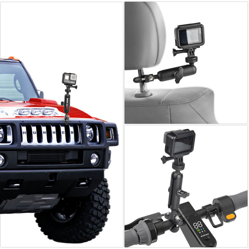 Velosipēda kameras turētājs Stūres stieņa spoguļa stiprinājums Velosipēda kronšteins Metāla motocikls priekš Go Pro Hero 7 8 9 Tālruņa darbības kameras piederumi