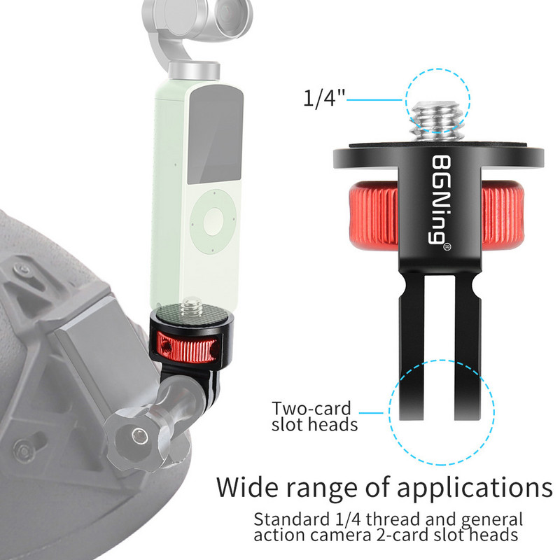 BGNING 360 Pööratav 1/4-tolline CNC ministatiivi adapteri kinnitus GoPro jaoks POCKET 2/ FIMI PALM 2/Insta360 ONE X2/X kaamera jaoks
