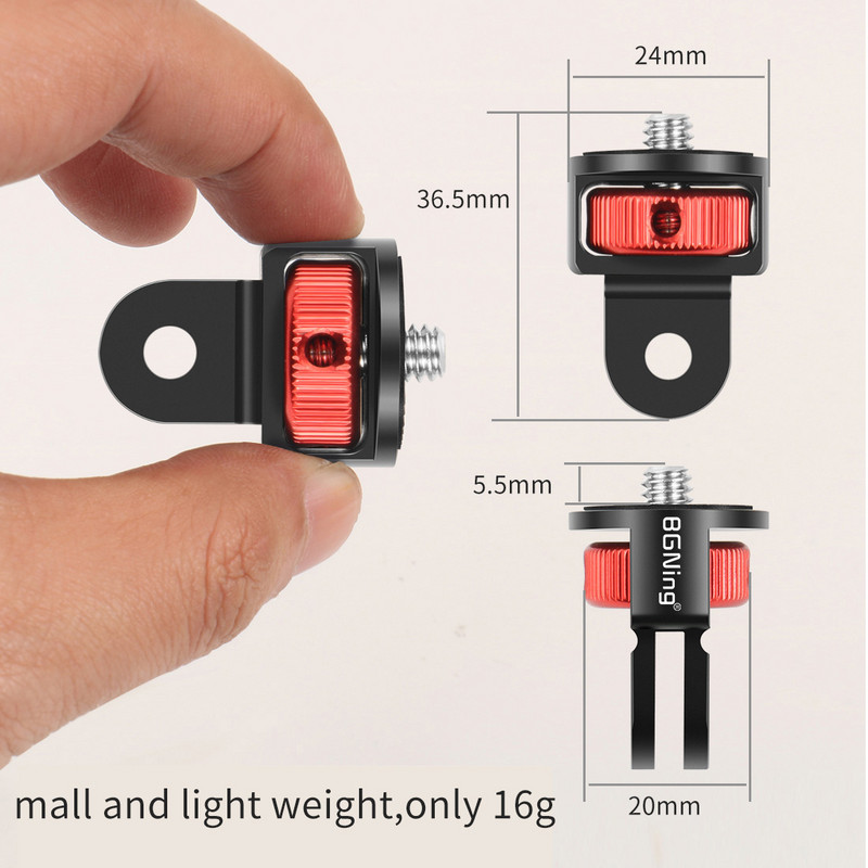 BGNING 360 Pööratav 1/4-tolline CNC ministatiivi adapteri kinnitus GoPro jaoks POCKET 2/ FIMI PALM 2/Insta360 ONE X2/X kaamera jaoks