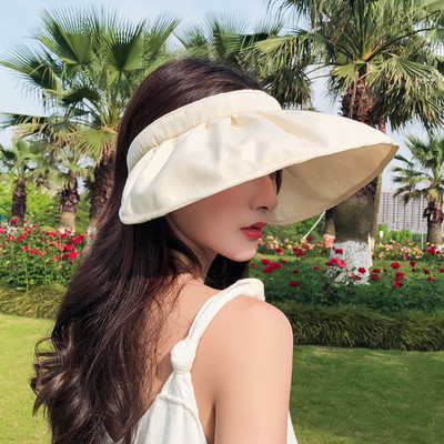 Novi sklopivi ženski ljetni šešir za sunčanje s velikim strehama i širokim obodom za plažu u Hepburn stilu, blagdanska putna kapa za sunčanje Anti-UV panamski vizir