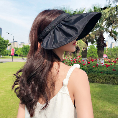 Novi sklopivi ženski ljetni šešir za sunčanje s velikim strehama i širokim obodom za plažu u Hepburn stilu, blagdanska putna kapa za sunčanje Anti-UV panamski vizir