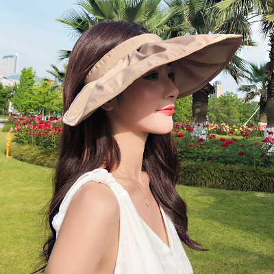 Novi sklopivi ženski ljetni šešir za sunčanje s velikim strehama i širokim obodom za plažu u Hepburn stilu, blagdanska putna kapa za sunčanje Anti-UV panamski vizir
