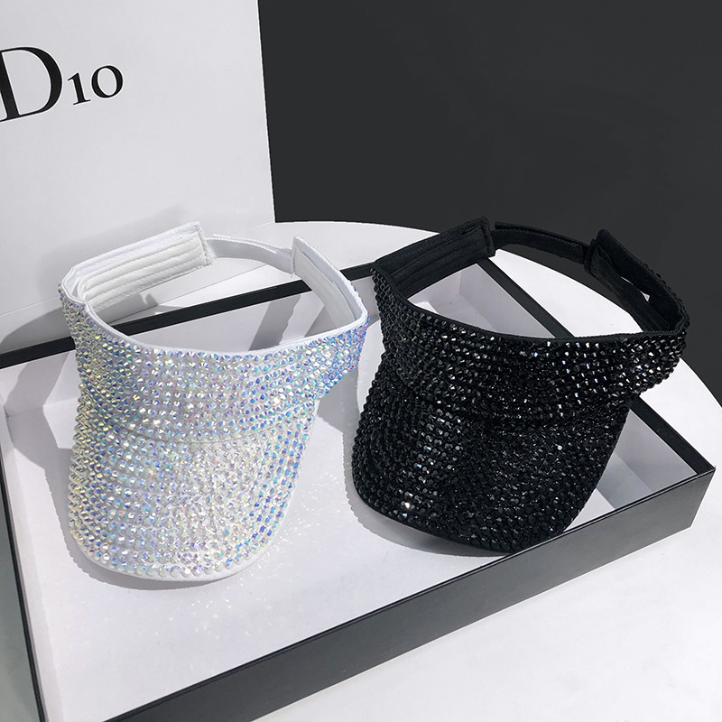 Luksuzni ženski šeširi Empty Top šešir sa vještačkim kamenčićima Kapa za sunčanje Šljokice gorro Ljetni šešir 2021. Ženske kape Hip Hop šešir Running Beach Chapeau